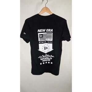 New‎ Era Mens Graphic Logo T Shirt Tee Sz M Black New York World Wide Sports